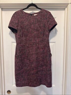 Boden Pink Tweed Midi Dress